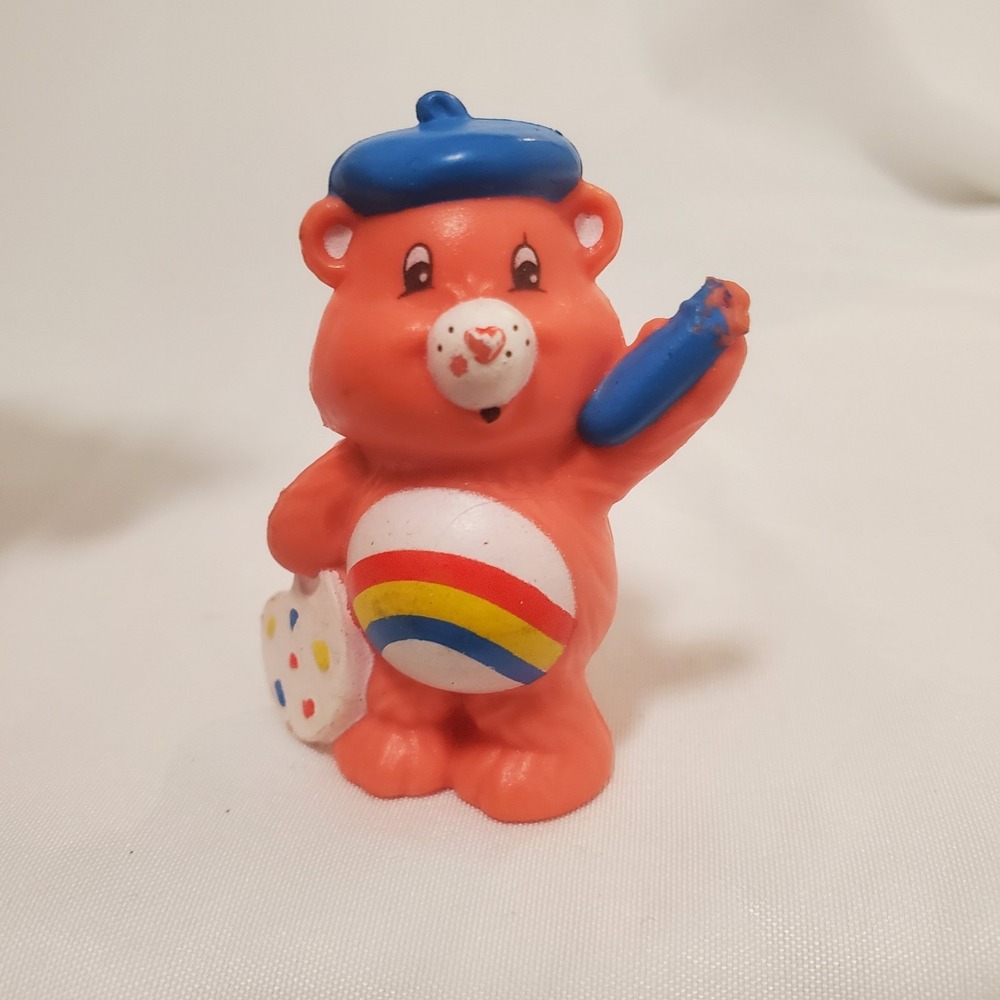 Vintage 1984 CARE BEARS Cheer Bear Painting Mini PVC Figure 2"